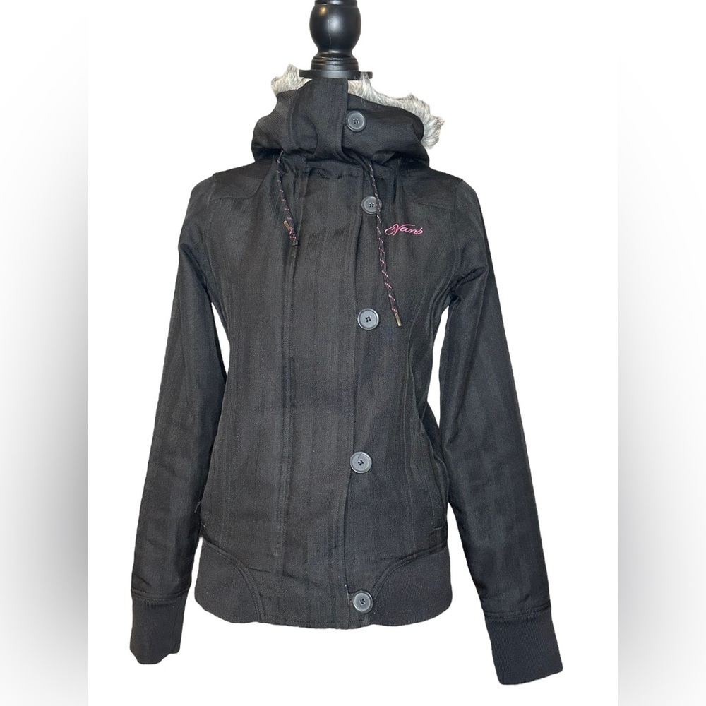 Vans Black Jacket with Faux Fur Hood - Picture 2 of 9